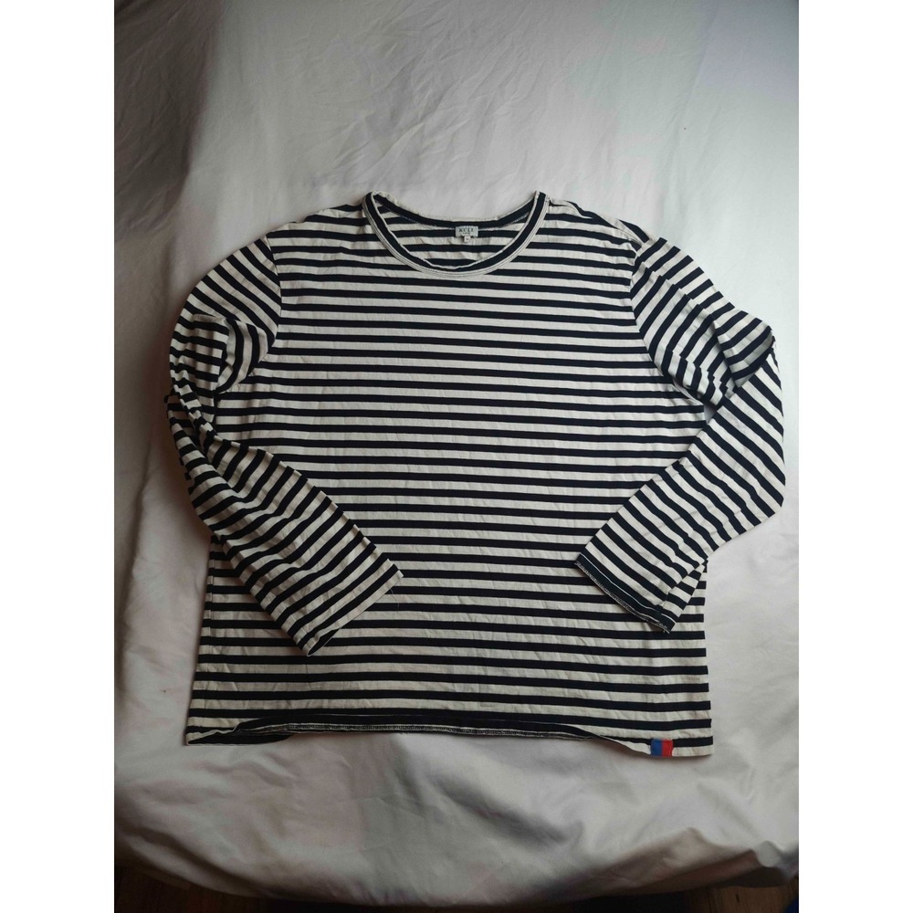 Kule Mister Shirt Mens Size XL Black White Striped Long Sleeve Crew Neck Casual